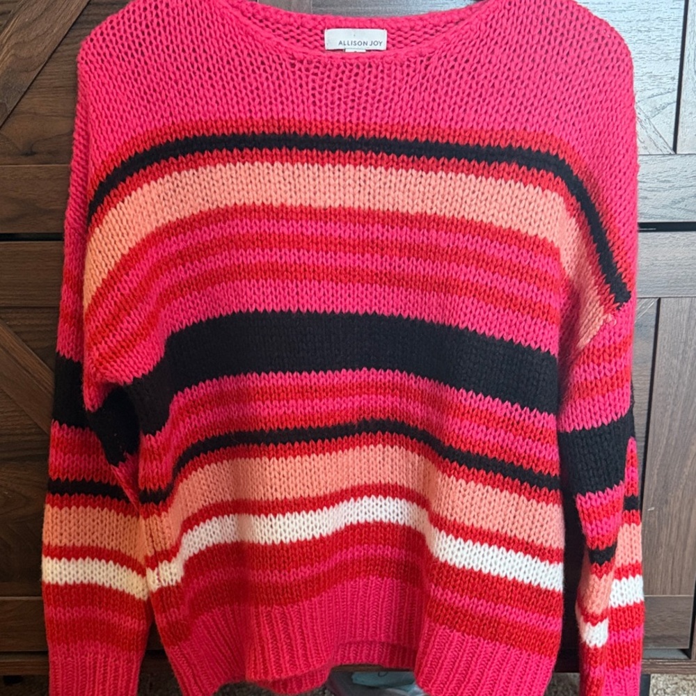 Allison Joy Vibrant Striped Sweater - Pink, Red, and Black